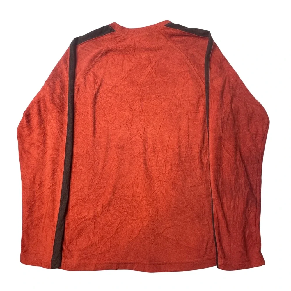 The North Face Fleece Pullover Mens M Orange ATJ1 Racing Stripe Long Sleeve Crew